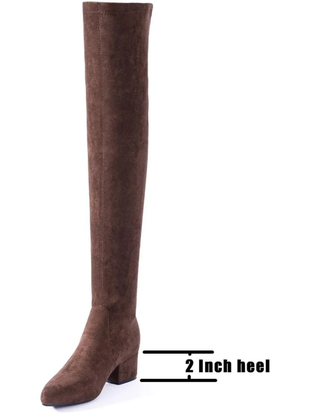 Women's Coffee Suede Pointed Toe Flat Comfort Over the Knee Thigh High Boots